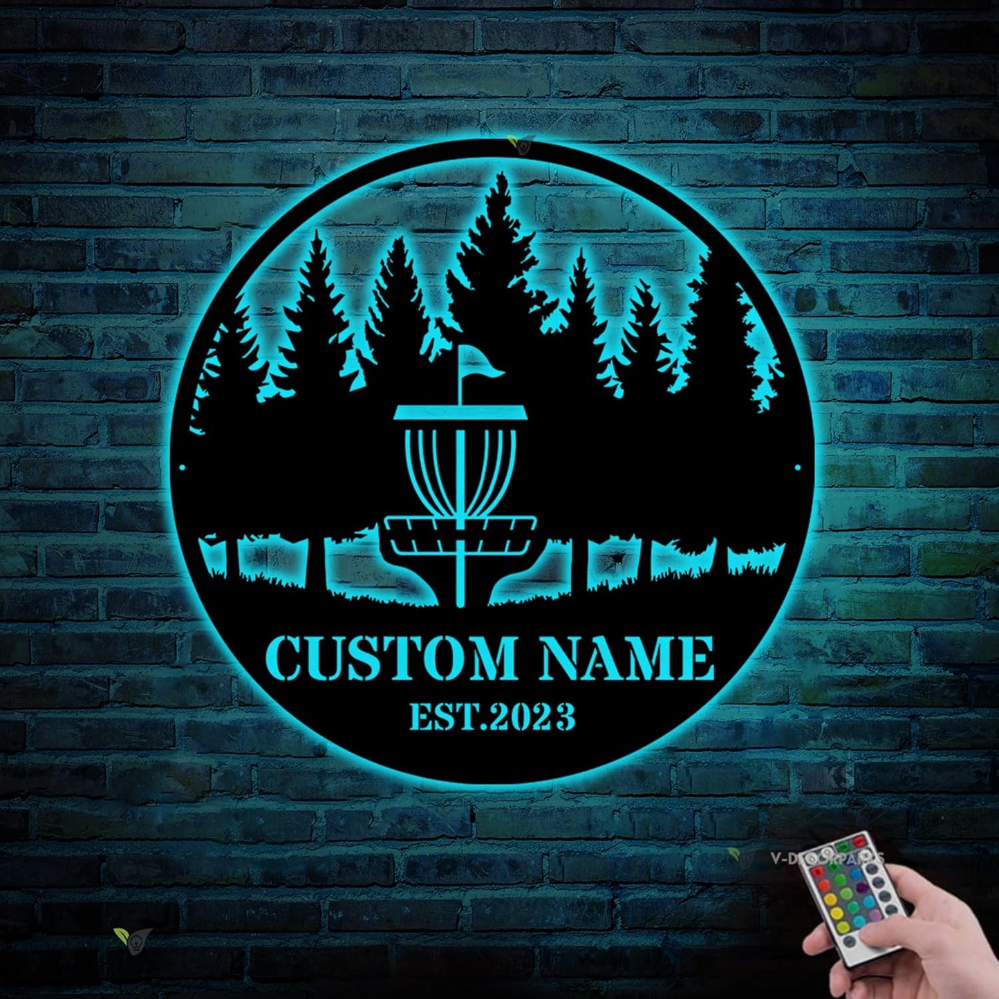 Custom Disc Golf Player Metal Signs with LED Light - Personalized Disc Golfer Name Sign Wall Art for Boys Room, Custom Name Golf Decor for Bedroom, Gift for Golfter, Unique Golfball Wall Decoration Model-Disc04