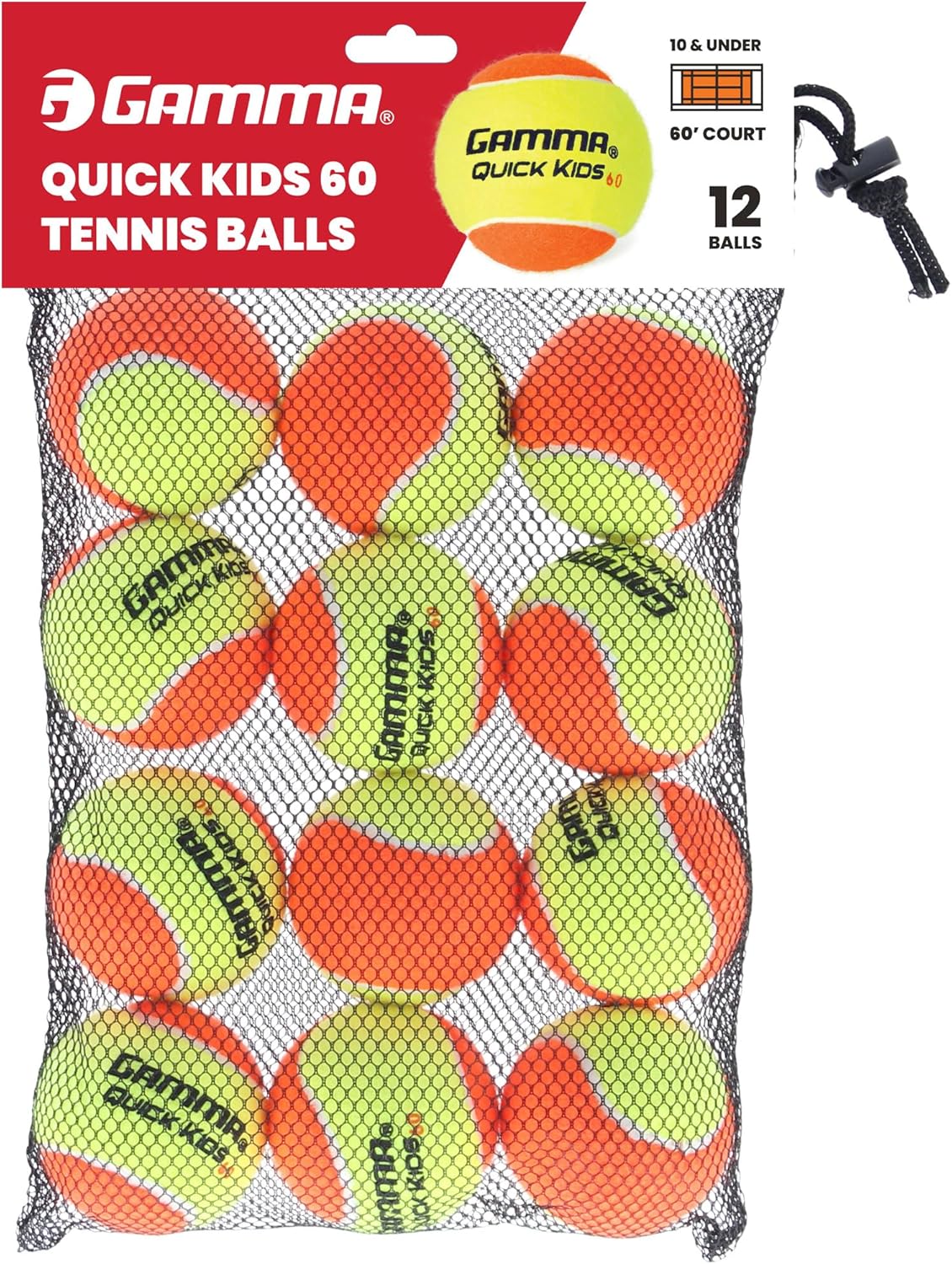GAMMA Quick Kids 36, 60, & 78 Training Tennis Balls for Kids & Beginners, Low-Compression Core Reduces Speed & Bounce, Great for Tennis Practice, USTA & ITF Approved for Use in 10 & Under Tournaments