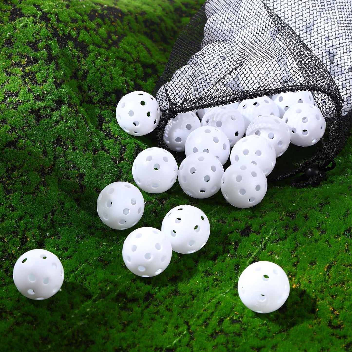 80 Pack Practice Golf Balls Limited Flight 42 mm Golf Training Airflow Hollow Plastic Ball for Women Men Indoor Outdoor Driving Range Swing Practice Home