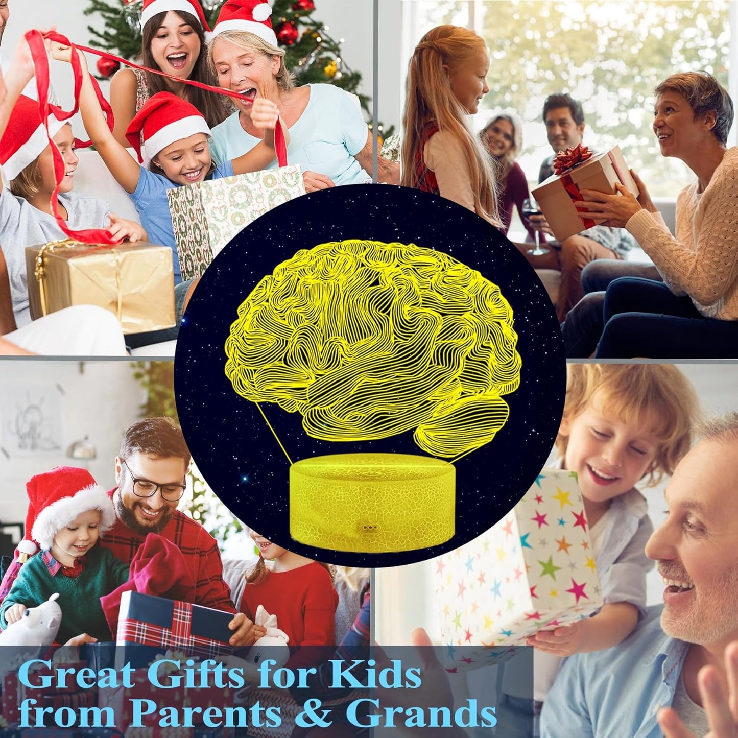 Neurology Gifts, 3D Brain Illusion Lamp, Night Light with16 Colors Changing, Remote Control, Timer, Dimmable, Kids Room Decoration, Xmas Brain Model Gifts