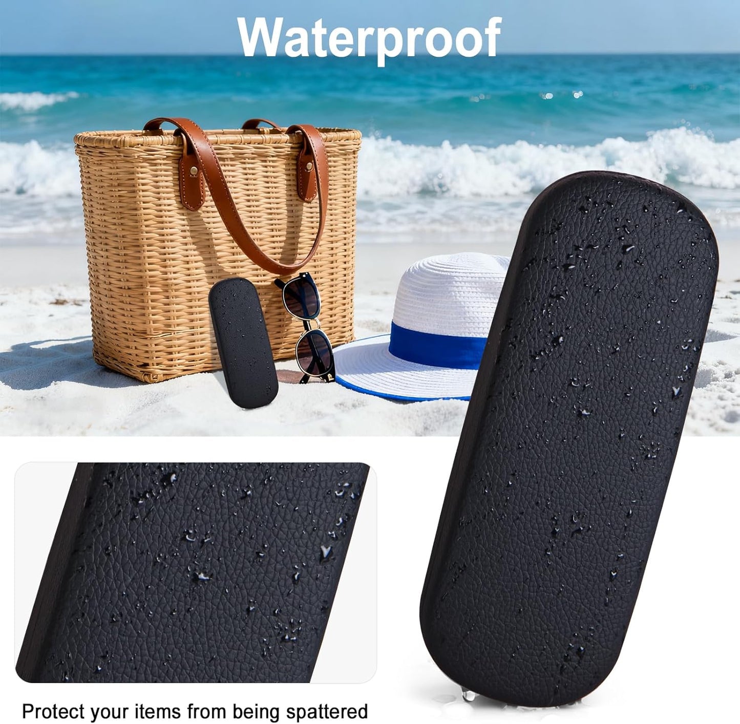 RayLove Glasses Case, Unisex Hard Shell Eyeglass Case, PU Leather Protective Hard Eye Glasses Cases with Eyewear Accessories