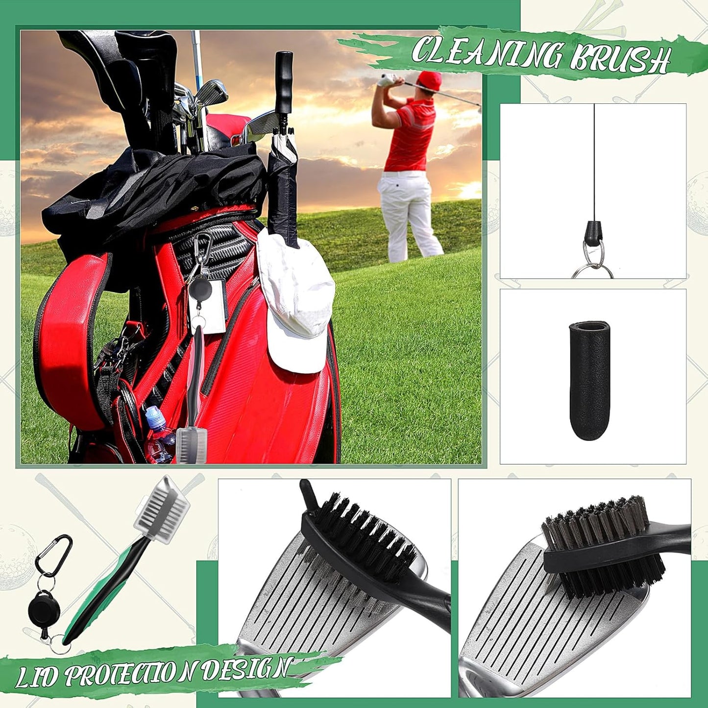 Syhood 21 Pcs Golf Club Cleaning Kit Accessories Golf Brush, Towel, Groove Sharpener, Divot Repair Tool, Ball Alignment Kit Gift for Christmas Portable Tool Kit for Men or Women