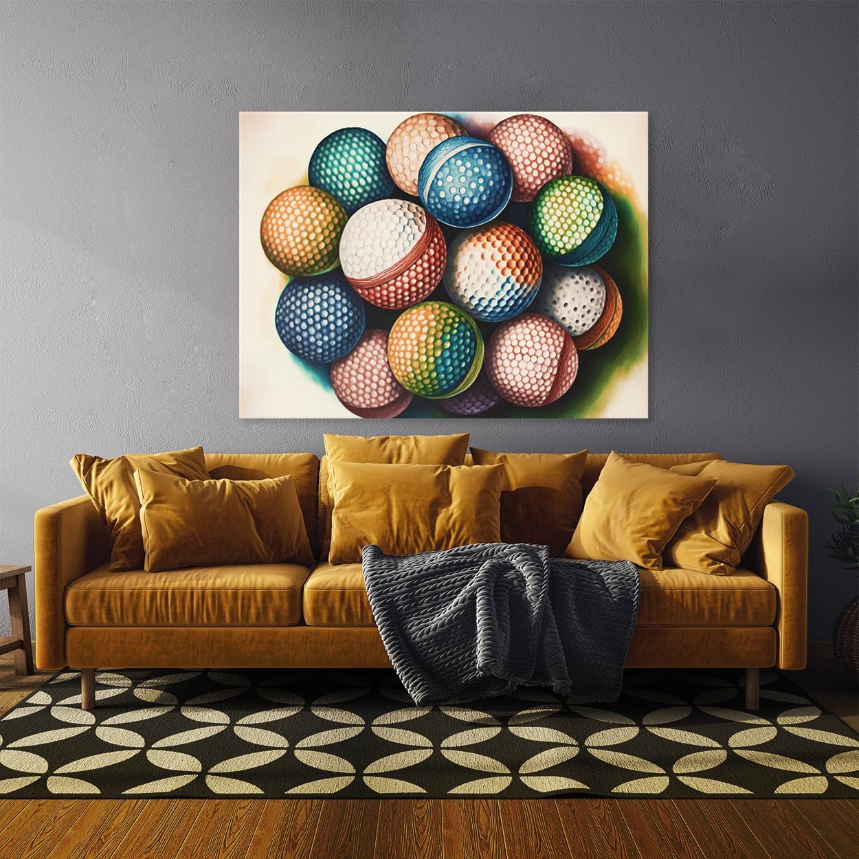 Sense Canvas Golf Ball Watercolor 29 Canvas Art - Home Decor Wall Art Print Poster Painting Medium 24x18 / 1.5"