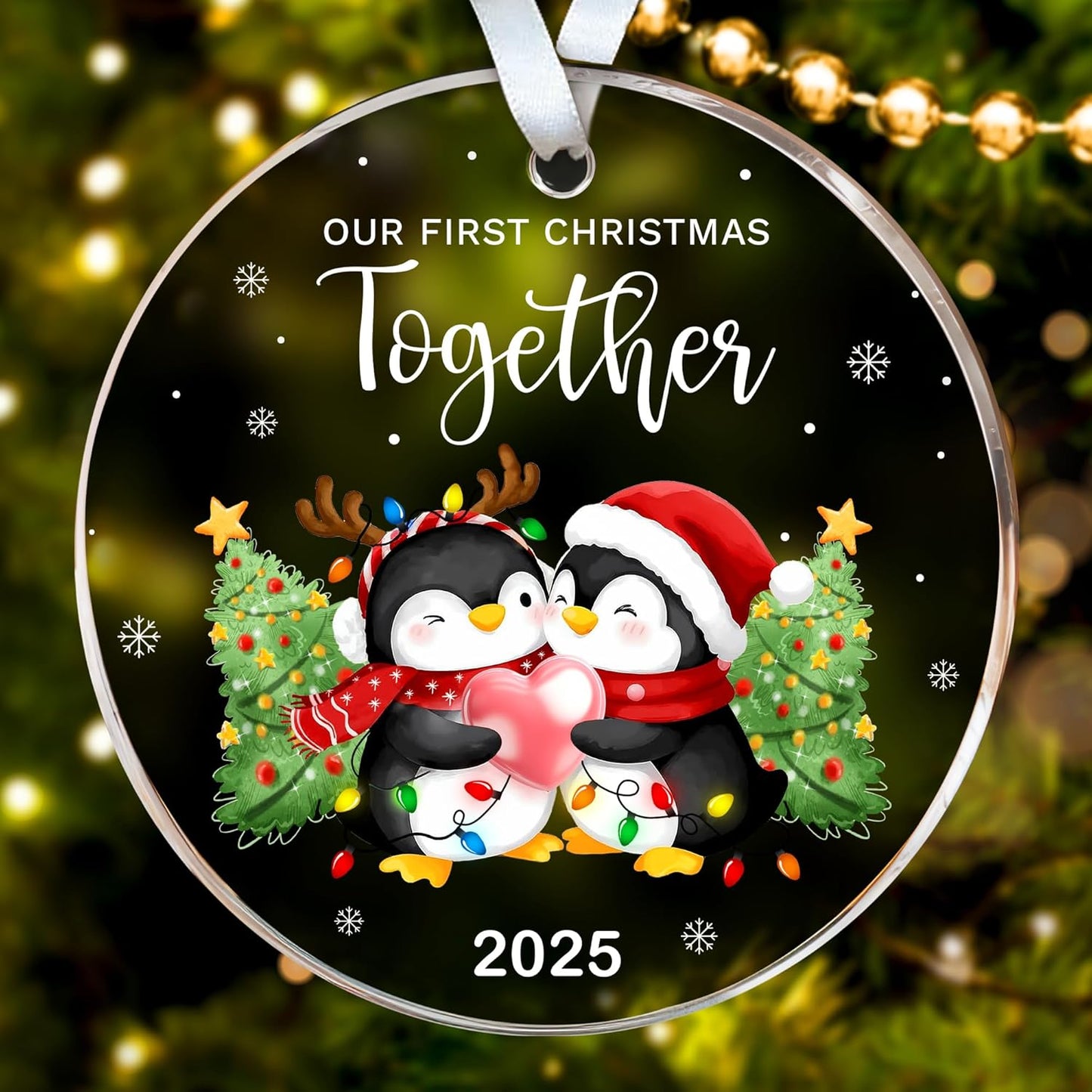 HEXMOZ First Christmas Together Ornament 2025 - Penguin Couples First Christmas Ornament - Couples Gifts for Him Her, Boyfriend Girlfriend, Married Couple Better Together Anniversary - Xmas Decoration