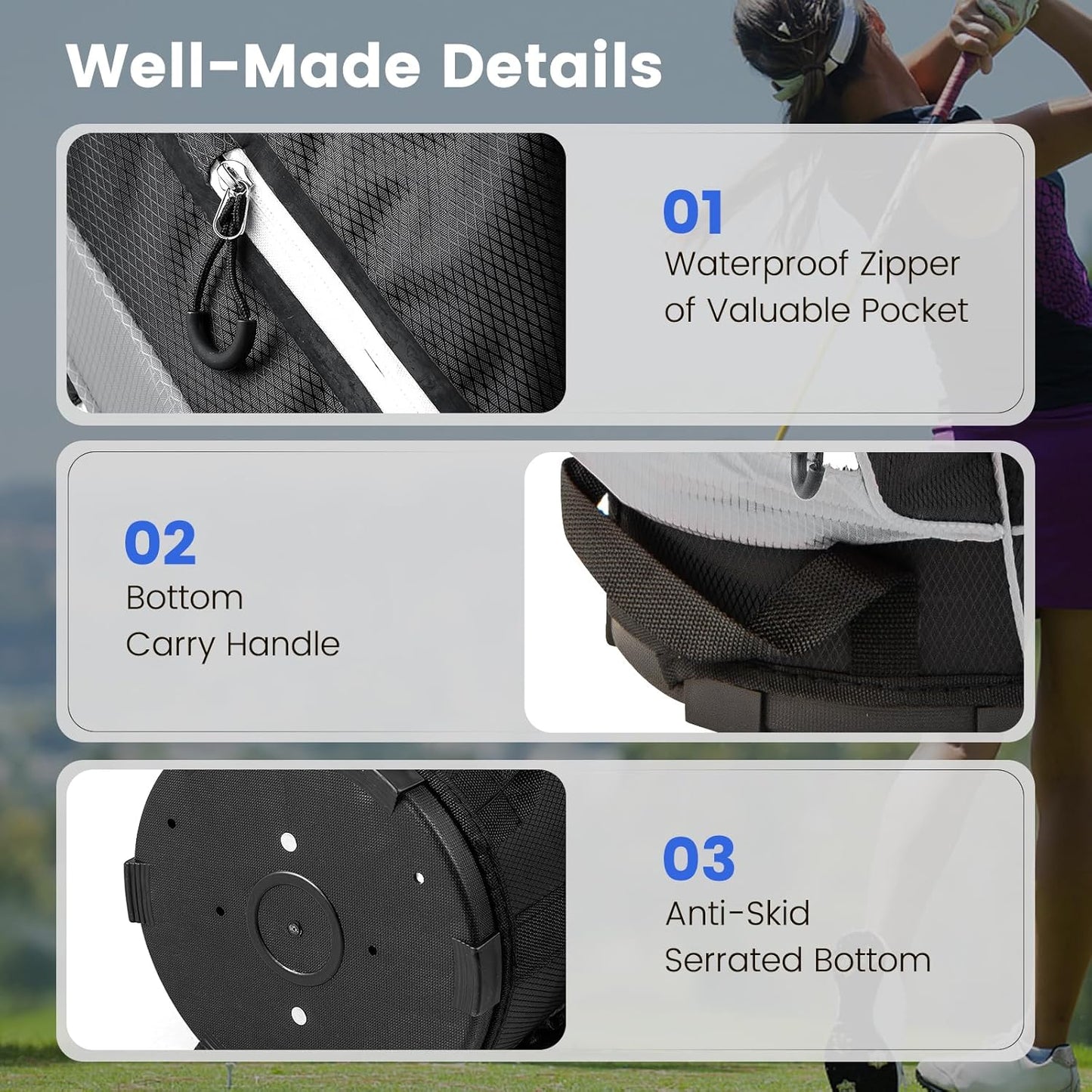 Tangkula Golf Cart Bag with 14 Way Top Dividers, Lightweight Golf Club Cart Bag with 9 Pockets, Cooler Bag, Umbrella Holder, Dual Strap & Rain Hood, Portable Golf Carry Bag for Men & Women