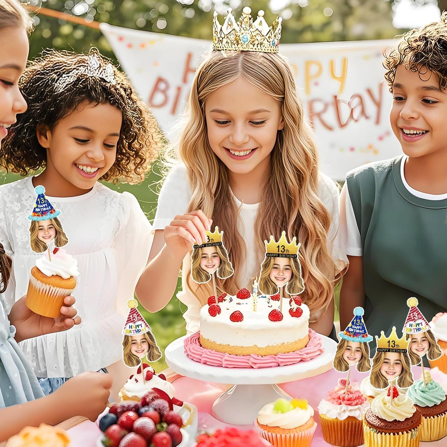 Custom Cupcake Toppers Picture up to 100Pcs Personalized Toothpick Flags for Food Drink Decorations Customized for Birthday Graduation Parties Weddings Celebrations - Swallowtail