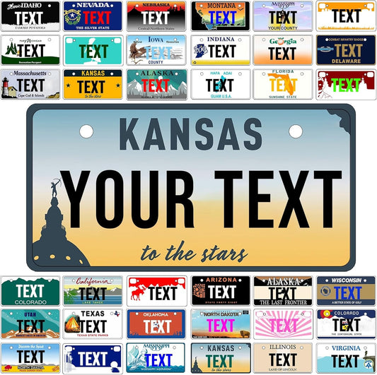 Custom Mini License Plate,Personalized Kansas Bike License Plate - Select from All 50 States,3 Sizes - Customized Customizable State Car Tag Plates for Kids Bike, Bicycle,Toy Car,4x2 Inch