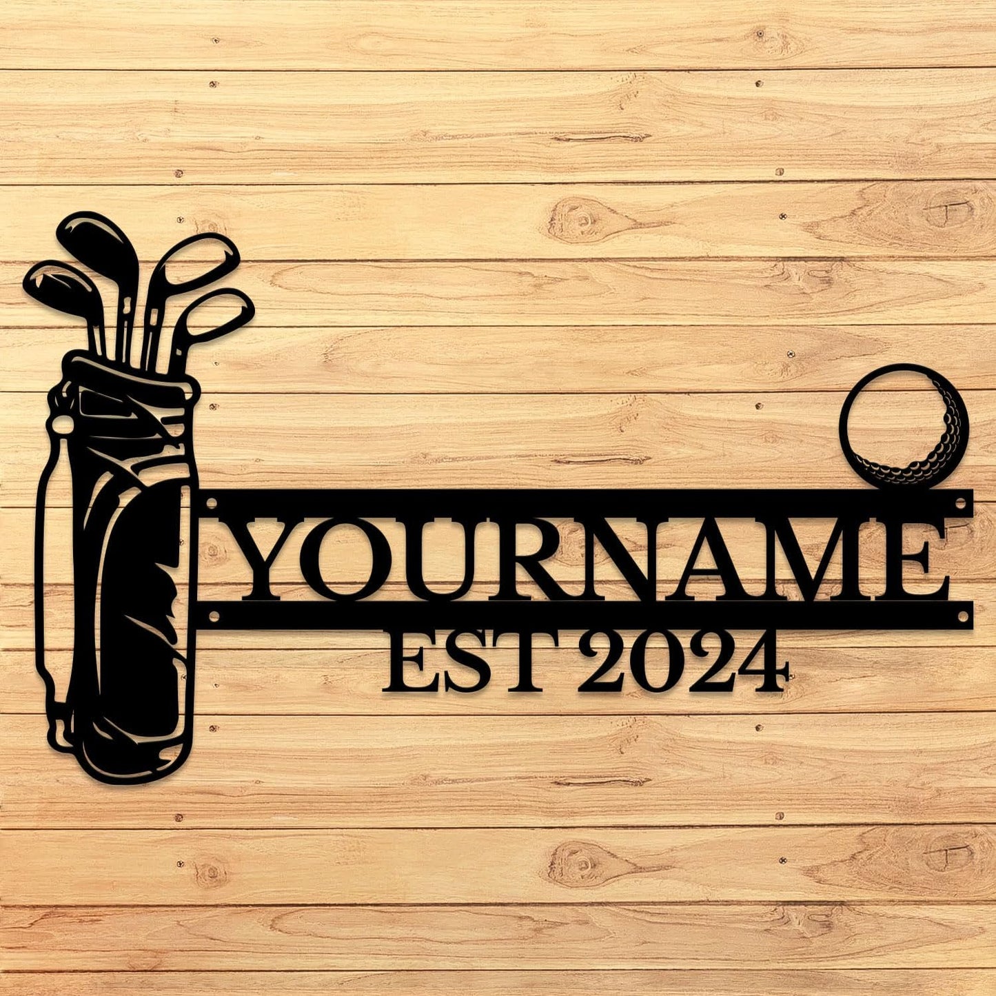 Golf Art Metal Signs,Custom Golf Metal Name Signs,Personalized Golf Signs,Black Golf Metal Wall Art Signs,Golfball Home Outdoor Metal Signs (Style H)