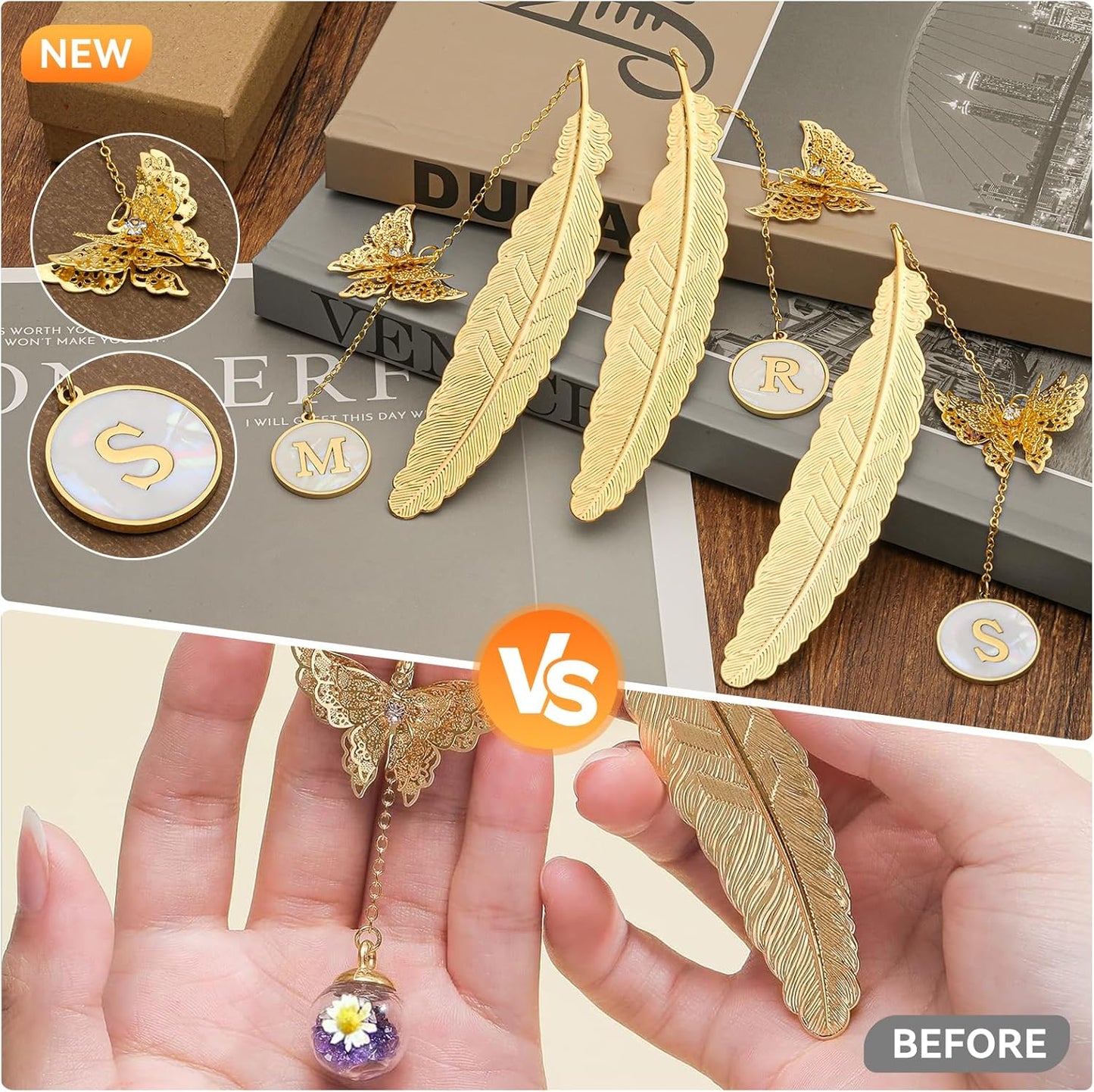 Personalized Initial Metal Butterfly Feather Bookmark for Women Girls Readers Book Lover Birthday Gifts for Women Her Teacher Girlfriend Wife Mom Sister Friend Daughter(Z)
