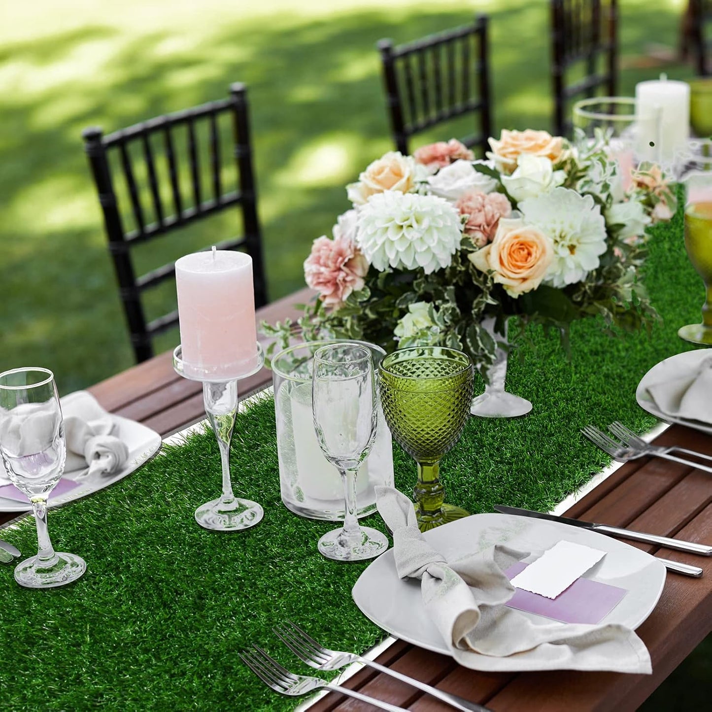 XLX TURF Green Faux Grass Table Runner, Artificial Turf Table Centerpiece Decor Golf Theme Party, Birthday, Wedding, Baby Shower, Dining, 12"x120"/10 FT