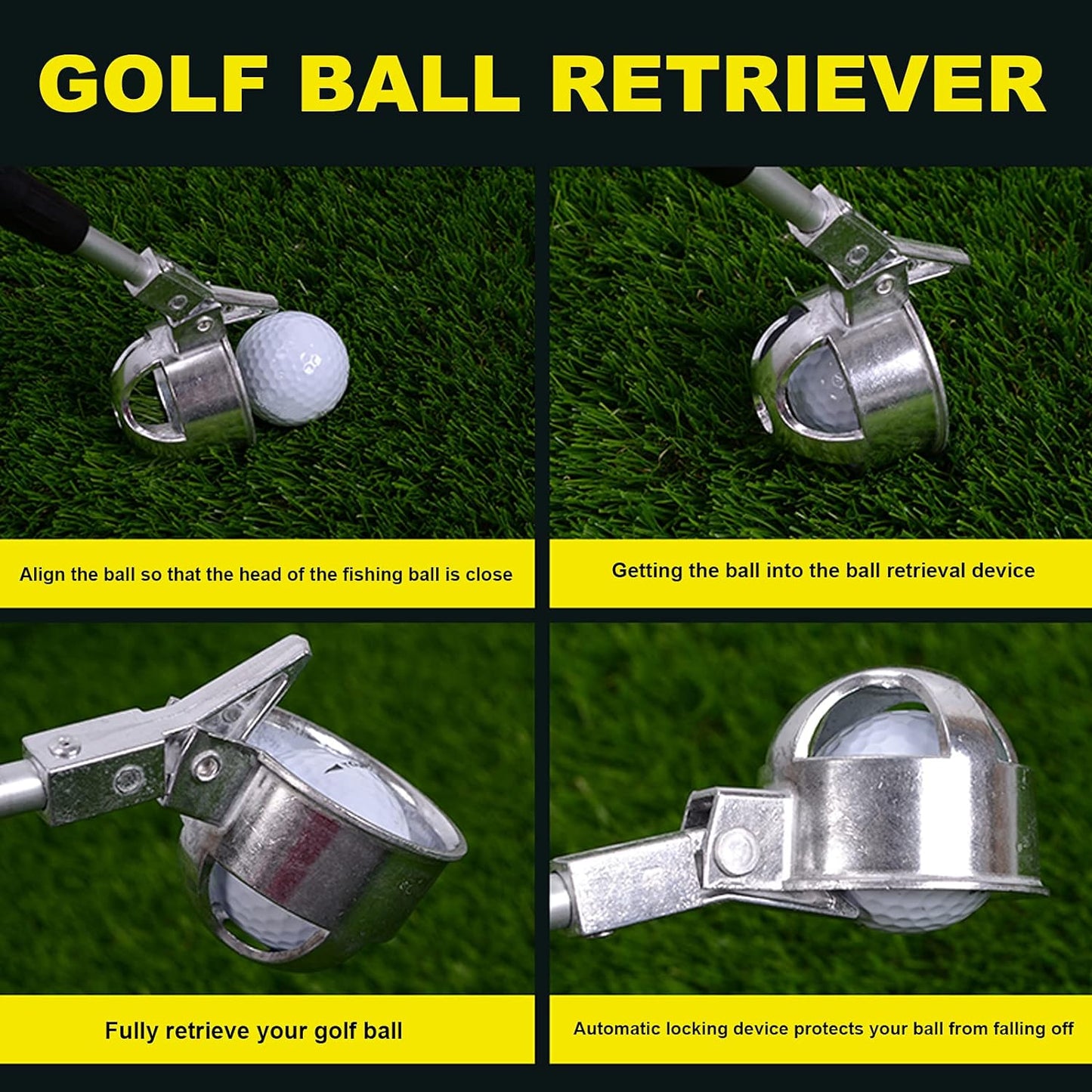 HOW TRUE Golf Ball Retriever, 15ft 18ft Aluminum Alloy Golf Ball Retriever for Water Telescopic Golf Ball Picker Upper, Golf Accessories for Men