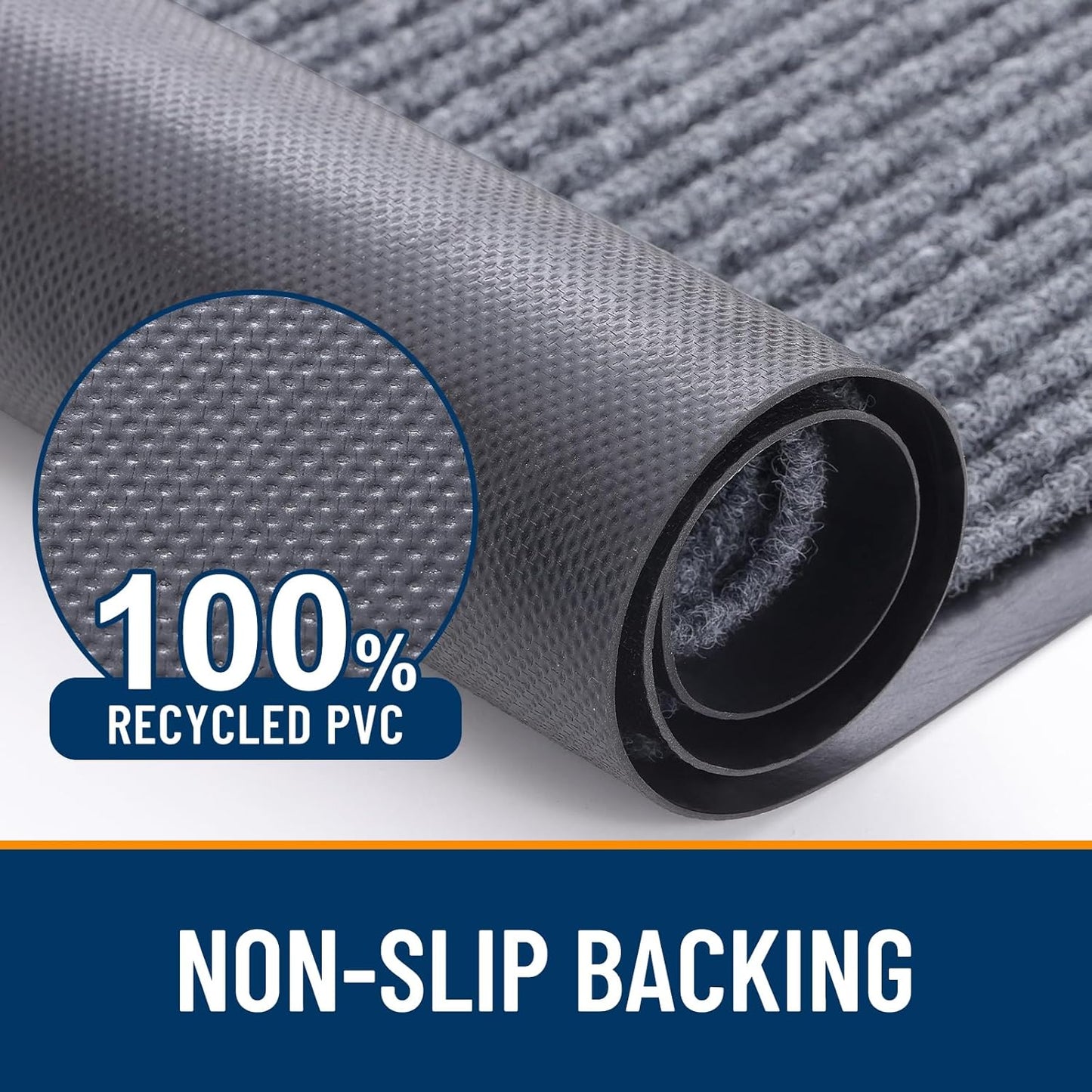 OLANLY Front Door Mat Indoor Outdoor Entrance, Waterproof Heavy Duty Doormat, Fade Resistant, Low Profile, Easy Clean Patio Porch Welcome Floor Mats for Entry, 59x23, Light Gray