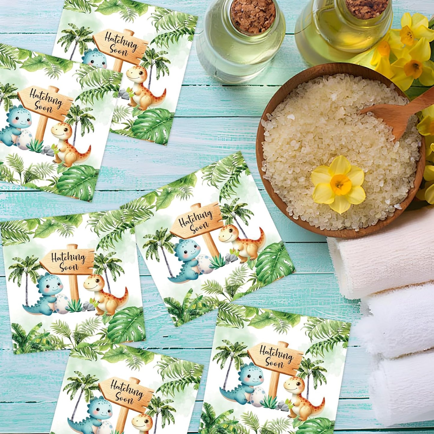 Dinosaur Baby Shower Napkins Decorations, 50PCS Hatching Soon Baby Shower Napkin Supplies, Cute Dino Party Decor for Boys