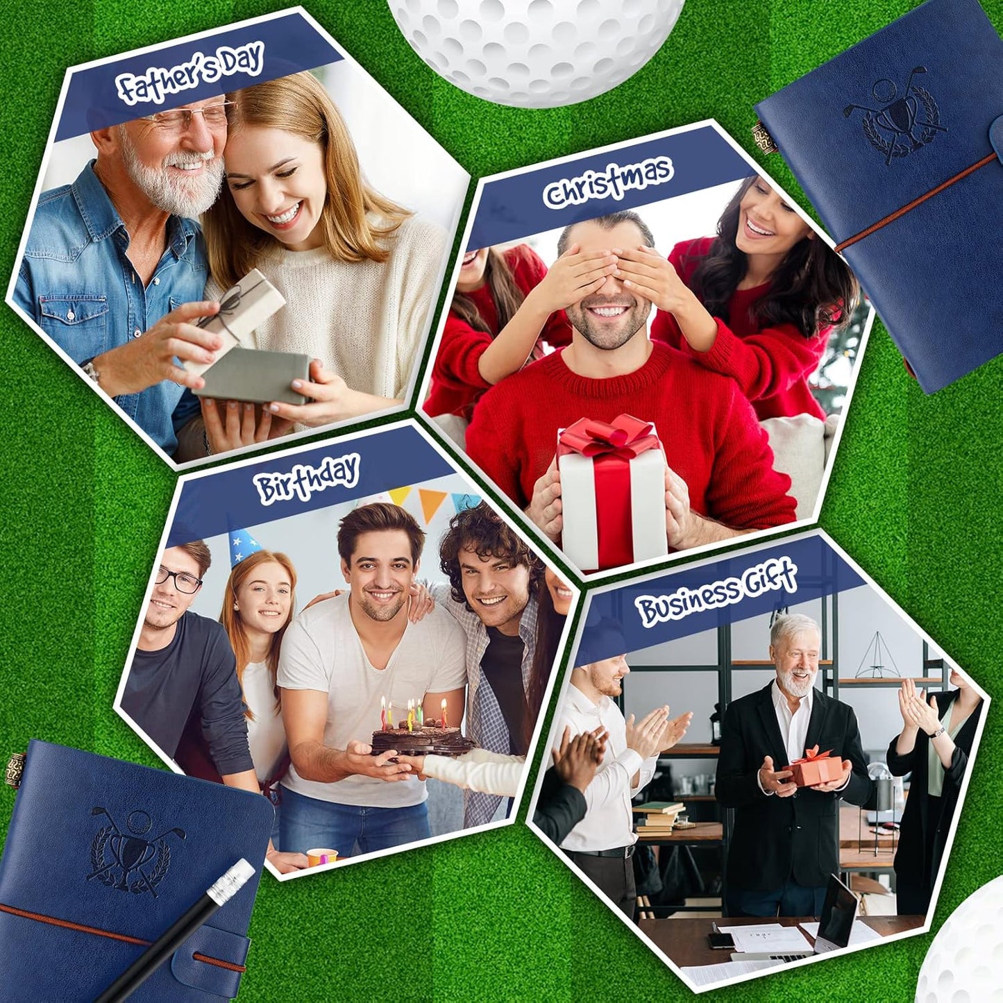 Yexiya Golf Scorecard Book with Pencil Leather Golf Journal Scorecard Holder Accessories Notebook Log Book Pocket Scorebook Gifts for Men Golfers, Sports and Outdoor Club Accessories