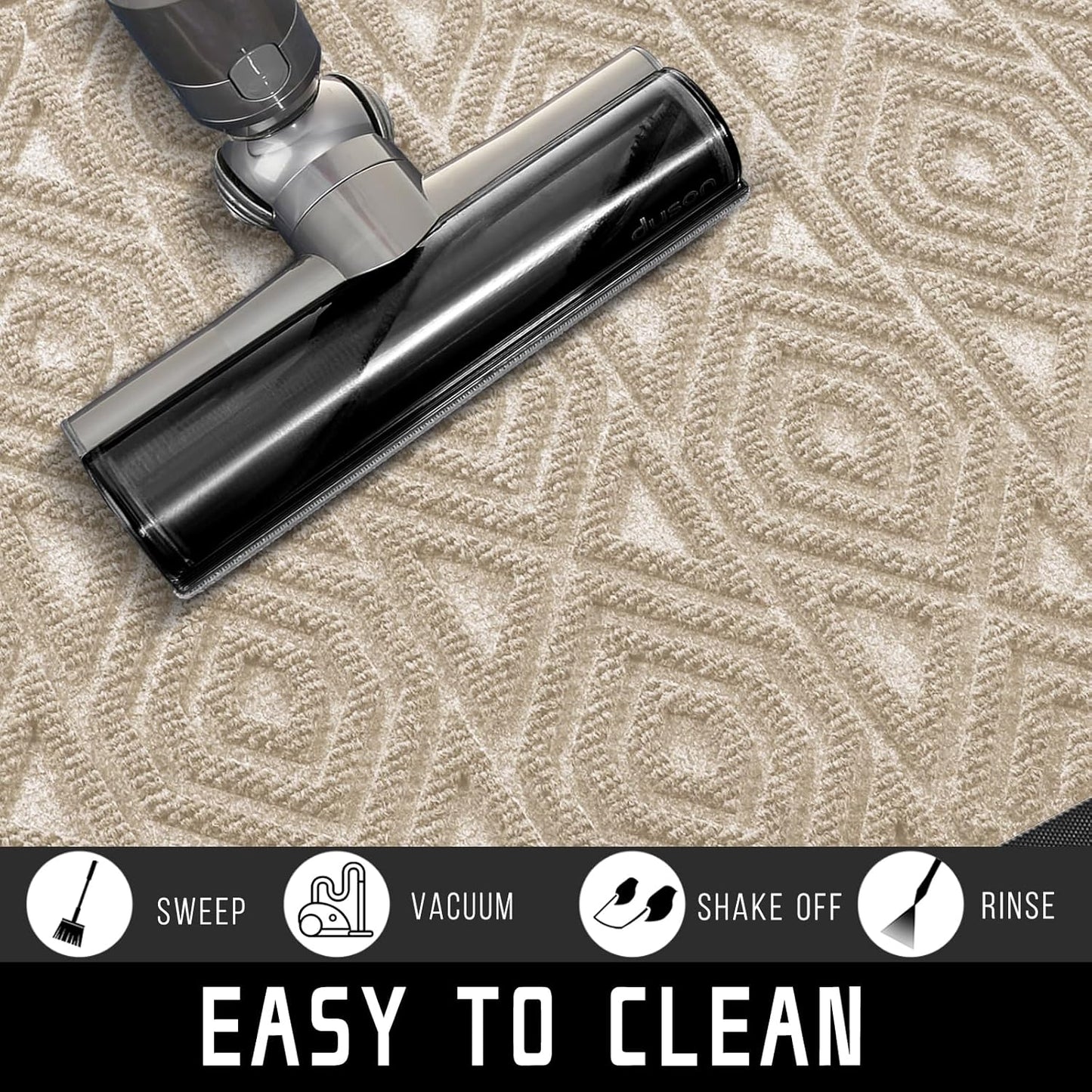 Yimobra Door Mat, Outdoor Indoor Entrance Welcome Mat, Heavy Entry Front Door Mat, Stain & Fade Resistant, Low Profile, Sturdy Rubber, Easy Clean Patio Floor Mat, Waterproof, 60 x 36,Light Beige