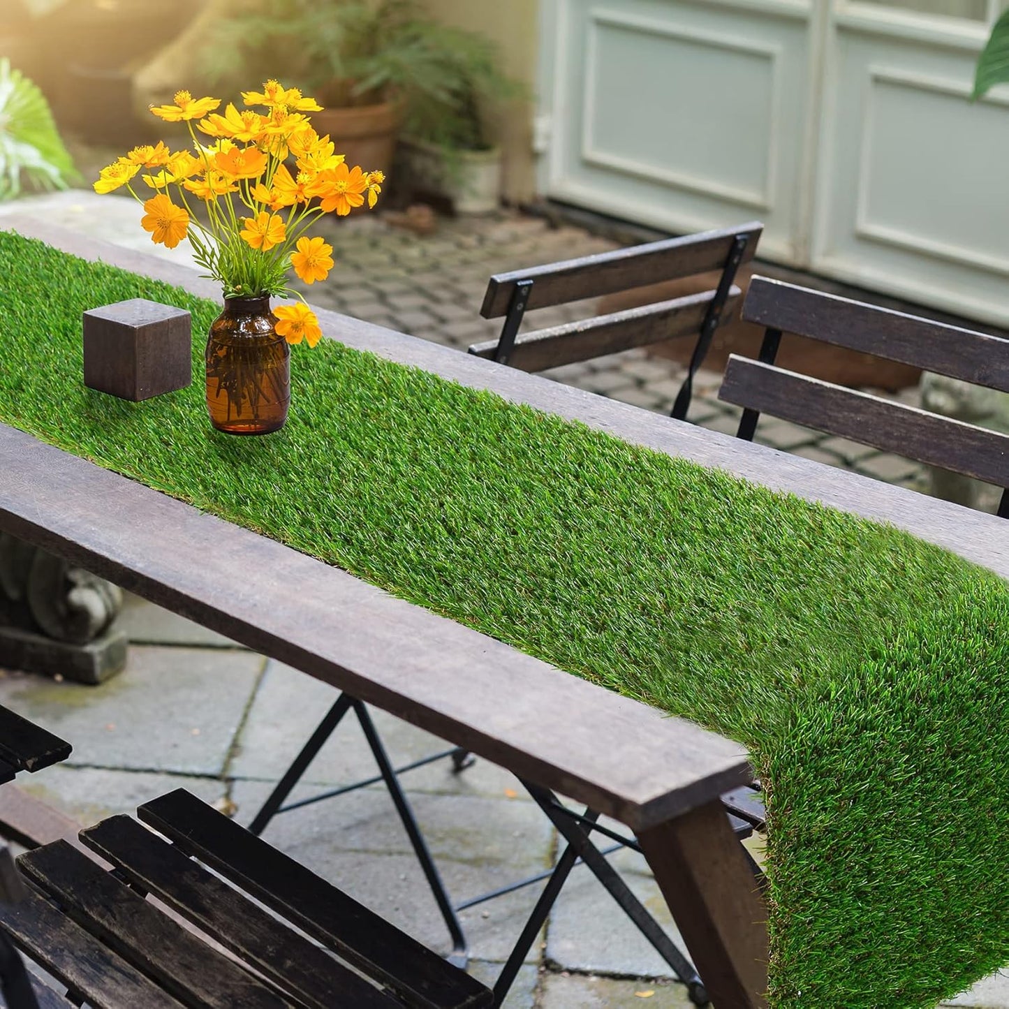 GLOBREEN Artificial Turf Grass Table Runner Green Football Golf Table Centerpiece Party Decorations, Wedding, Birthday, Baby Shower 12" x 108"