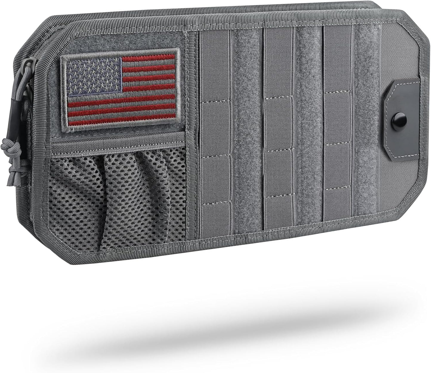 WYNEX Molle Car Sun Visor Organizer, Original Design Car Accessories with Zipper Visor Storage Pouch & Glasses Clip, Semi-Rigid Molle Panel for Tactical Gears, Fits Most Vehicles, SUVs, Trucks