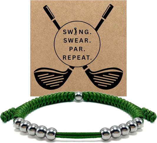 LAMIBEE Premium Golf Stainless Steel 10 Bead Score Counter Bracelet, Golf Stroke Count Bracelet, Resizable Easy Adjust Golf Round Scoring Tracker, Durable Stylish Golf Accessory