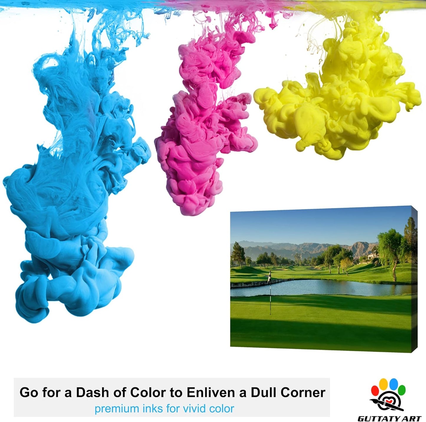 GUTTATY Golf Course Wall Art, Golf Pictures Posters Canvas Print Wall Decor for Golfer's Man Cave Home Ofice Ready to Hang (32x48 Inches)
