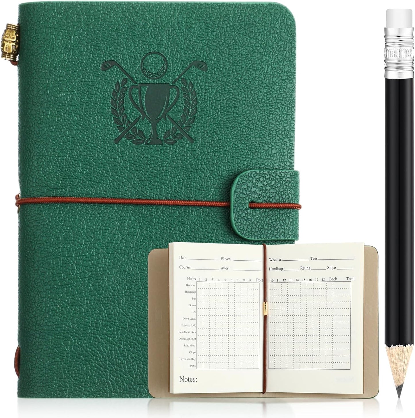 Yexiya Golf Scorecard Book with Pencil Leather Golf Journal Scorecard Holder Accessories Notebook Log Book Pocket Scorebook Gifts for Men Golfers, Sports and Outdoor Club Accessories