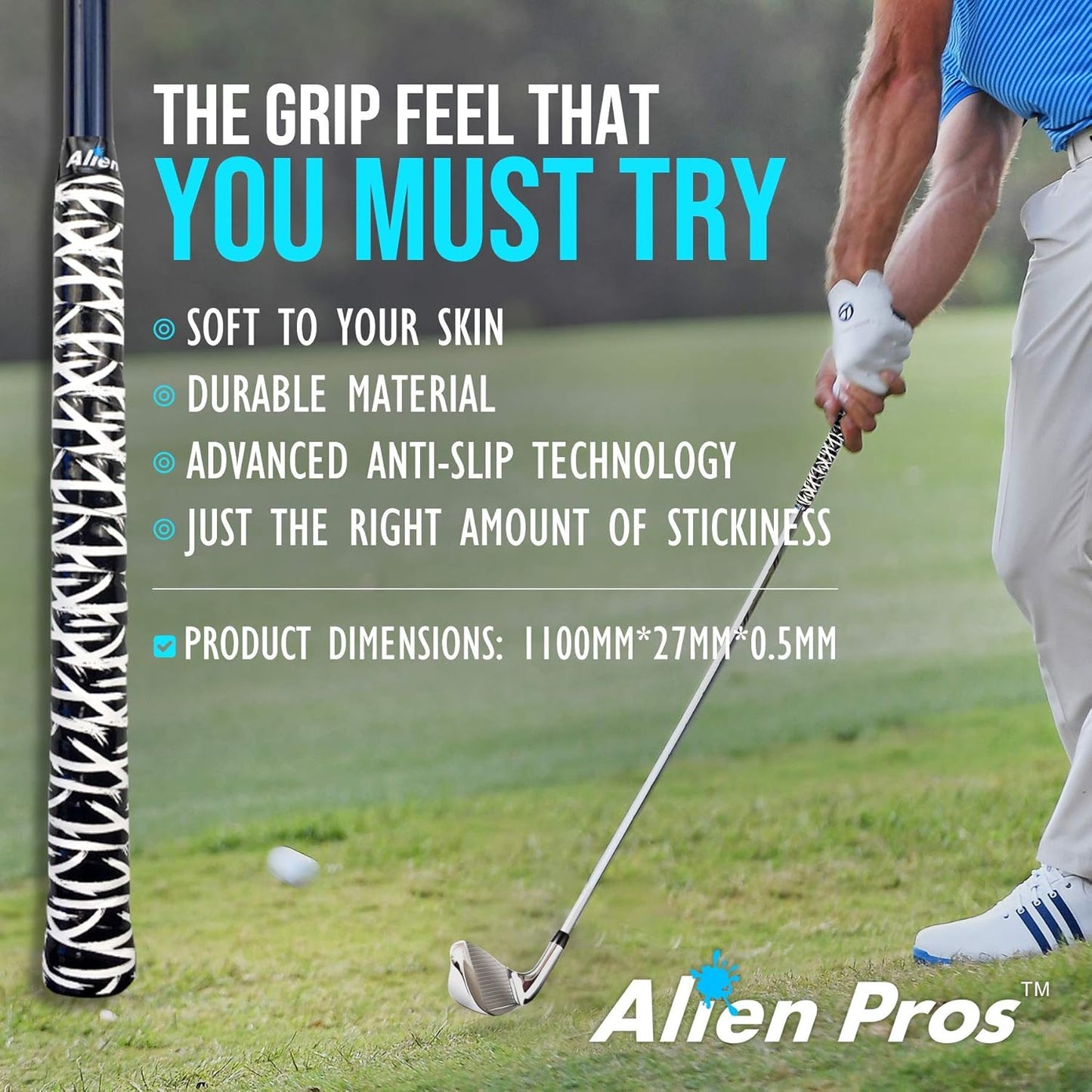 Alien Pros Golf Grip Wrapping Tapes - Innovative Golf Club Grip Solution - Enjoy a Fresh New Grip Feel in Less Than 1 Minute