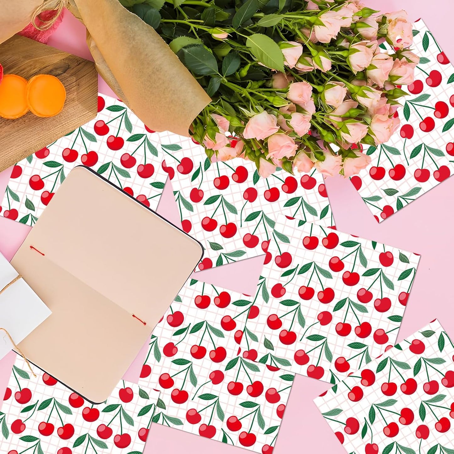 Cherry Party Napkins Decorations, 50PCS Cherry Themed Birthday Napkins Supplies, Disposable Coquete Decor for Wedding Baby Shower Party Table Size 6.5 Inch
