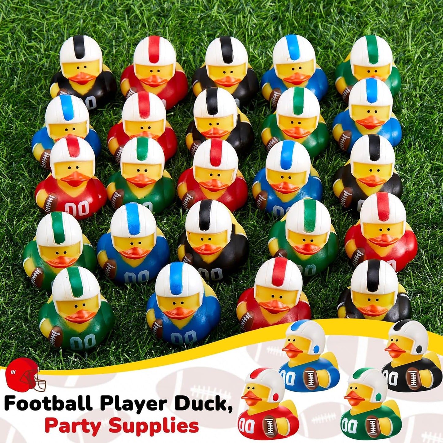 Deekin Rubber Duck 2 Inch Bulk Sport Party Favors for Team Events Game Day Decorations Birthday Party Decorations Club Player Gift(24 Pcs,Football Player)