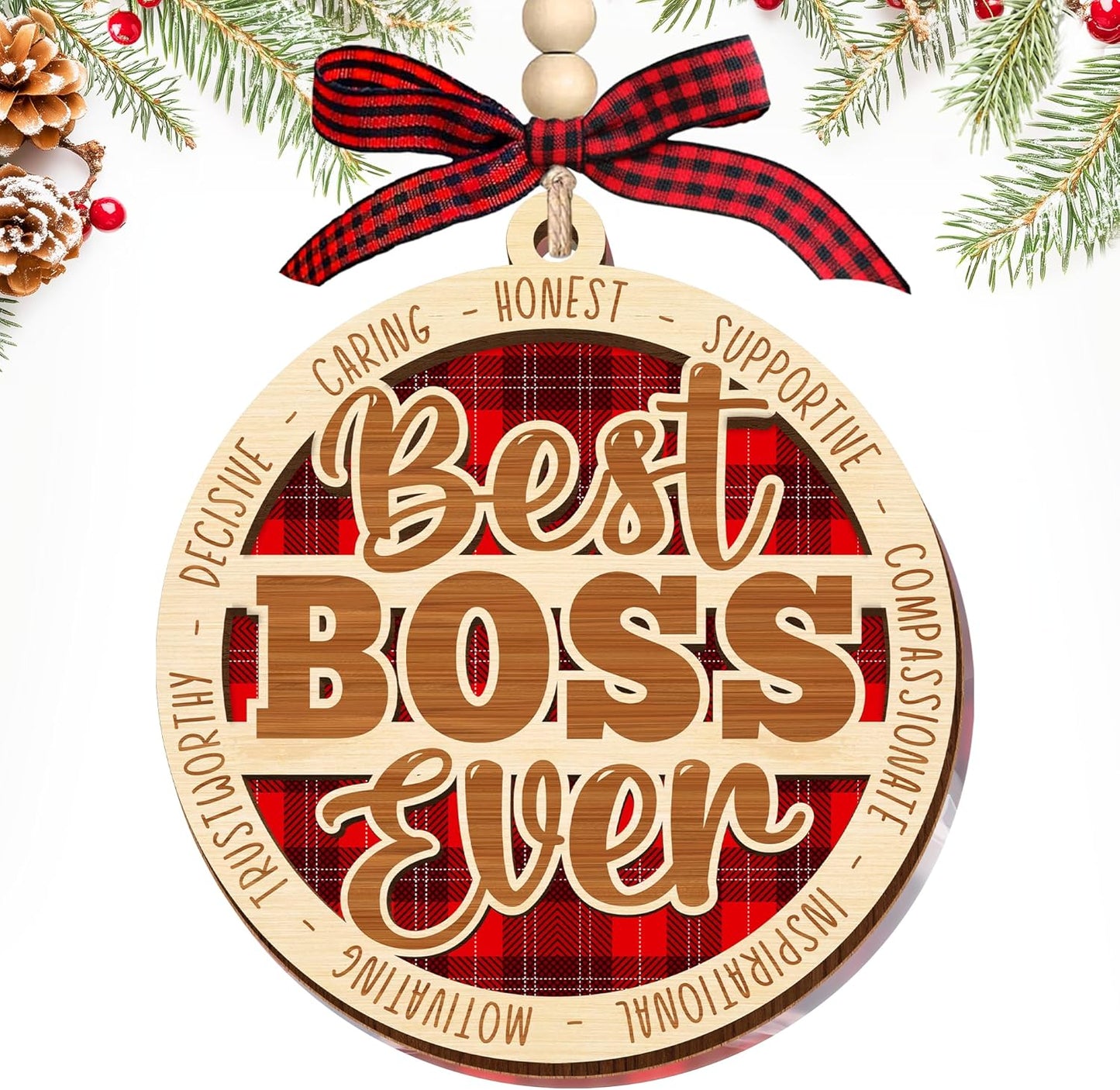 HEXMOZ Boss Christmas Ornament - Thank You Boss Gifts for Men, Women - Boss Lady Gifts for Manager, Leader, Worlds Best Boss Ever Christmas Ornaments Tree Decorations 2025