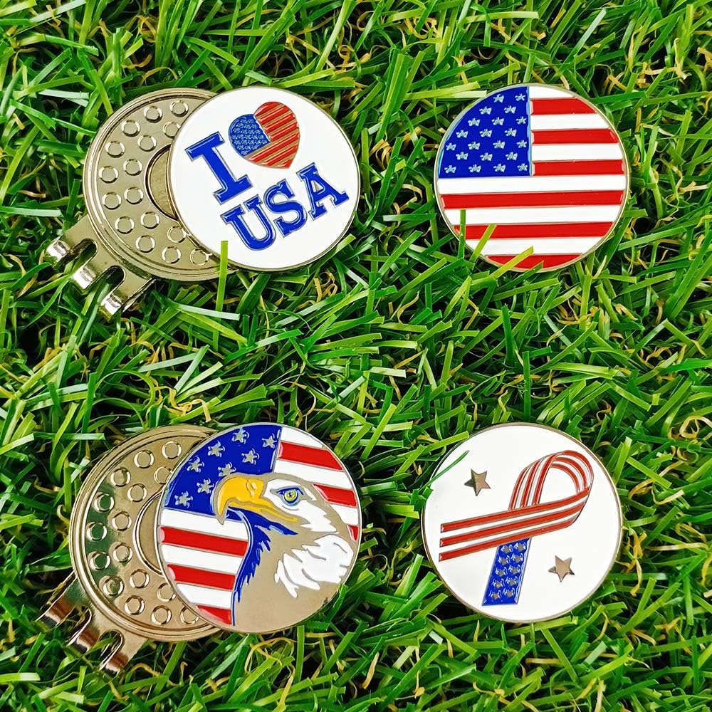 Golf Ball Markers with Hat Clips Value Sets for Men Women Golfer, Removable Attaches Easily to Golf Cap Premium Gifts
