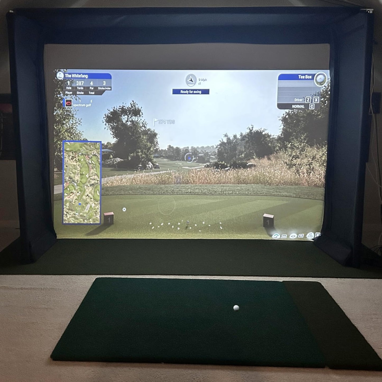Spectrum Golf Simulator Golf Impact Screen Poly Blend Golf Simulator Screen Material Black Border with Grommets