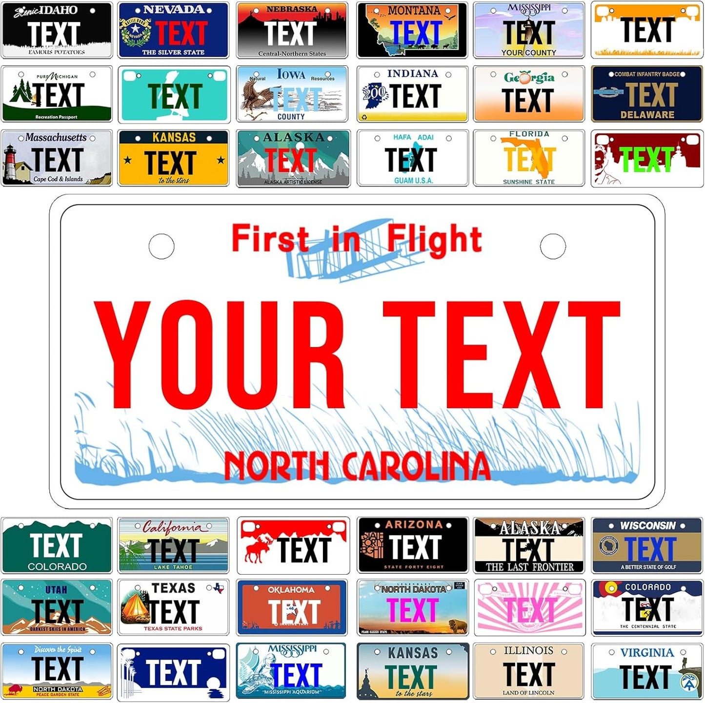 Custom Mini License Plate,Personalized North Carolina Bike License Plate - Select from All 50 States,3 Sizes - Customized Customizable State Car Tag Plates for Kids Bike, Bicycle,Toy Car,4x2 Inch