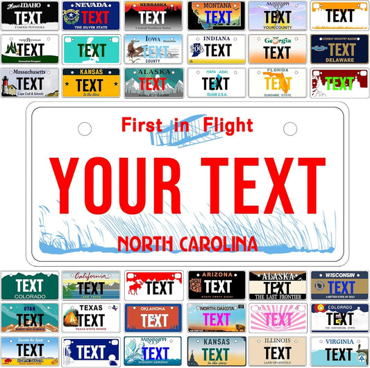 Custom Mini License Plate,Personalized North Carolina Bike License Plate - Select from All 50 States,3 Sizes - Customized Customizable State Car Tag Plates for Kids Bike, Bicycle,Toy Car,4x2 Inch