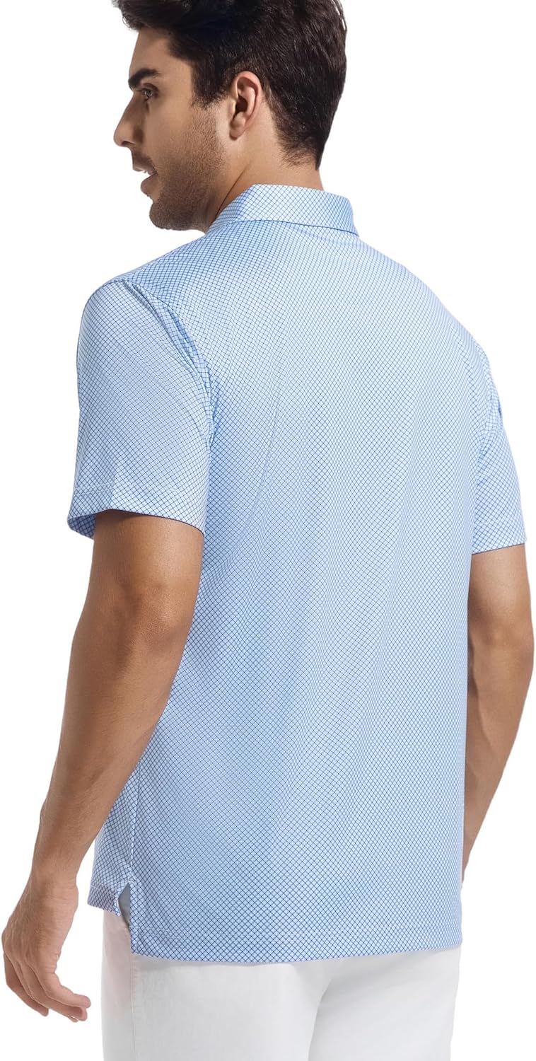 Alex Vando Mens Golf Shirt Moisture Wicking Classic Print Golf Shirts for Men