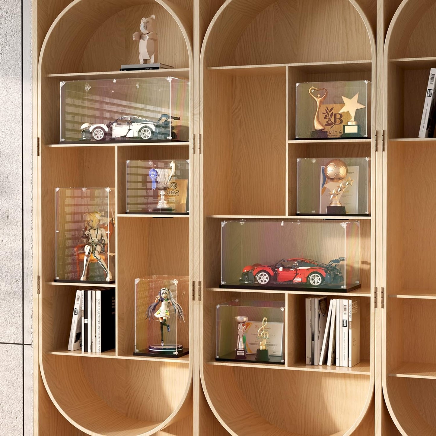 Clear Acrylic Display Case, Self-Assemble Showcase for Collectibles, Action Figures, Dolls, Toys - Alternative Glass Box for Commemorative Gifts（10*6*6inch,26*16*16cm）