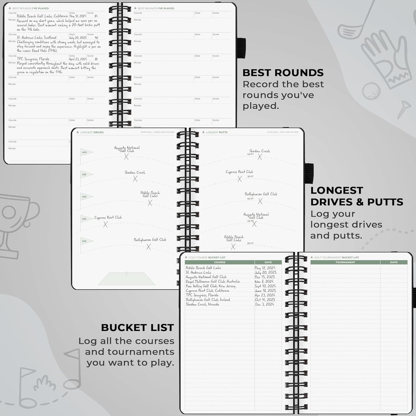 Clever Fox Golf Log Book – Small Training & Scorecard Journal – Pocket Notebook – Golf Practice Accessories & Gifts Ideas for Men (Black)