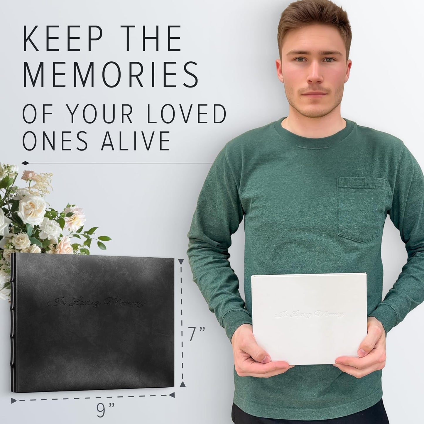 Gallery Leather Funeral Guest Book for Memorial Service and in Loving Memory with 192 Lined Pages - Hardcover, Bound Leather Guest Sign in Book - 7 x 9 - Camden Red
