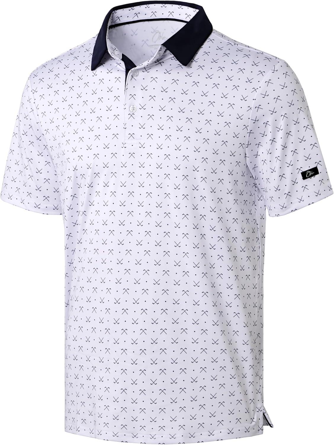 Obla Mens Golf Polo Shirts Short Sleeve Dry Fit Performance Moisture Wicking Casual Print Collared Golf Shirts for Men