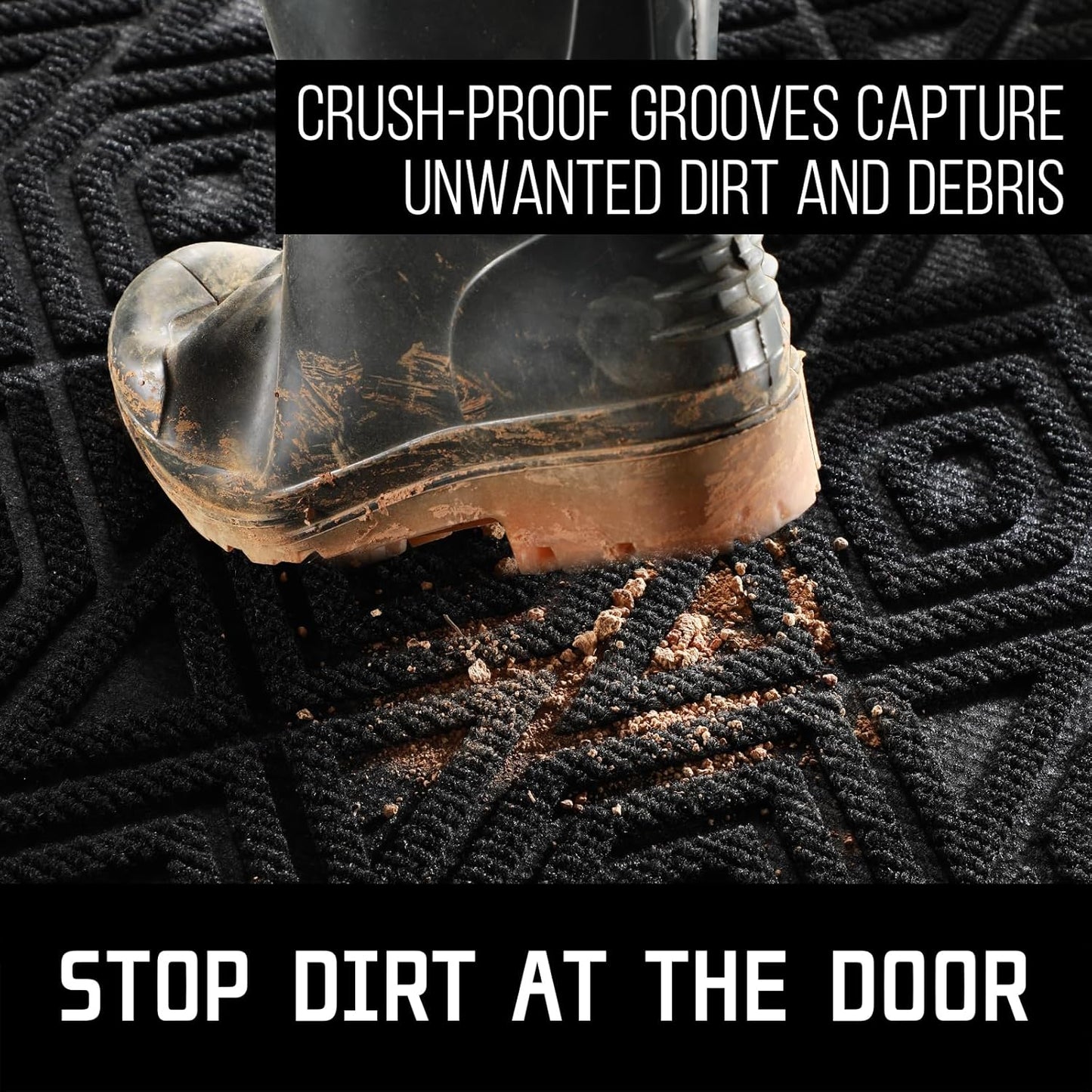 Yimobra Door Mat, Outdoor Indoor Entrance Welcome Mat, Heavy Entry Front Door Mat, Stain & Fade Resistant, Low Profile, Sturdy Rubber, Easy Clean Patio Floor Mat, Waterproof, 47 x 32, Black