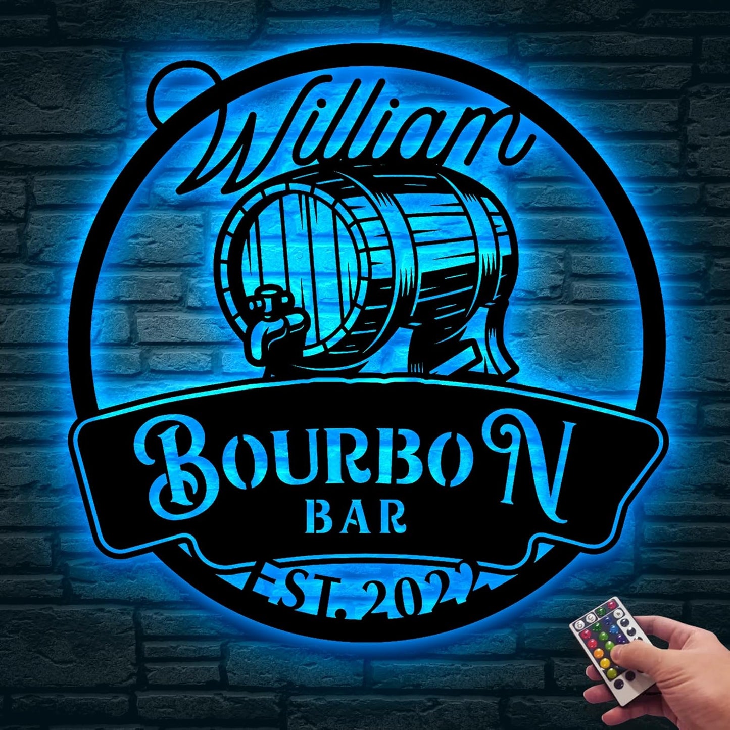 Custom Home Pub Gin Bourbon Bar Metal Wall Art LED Light, Personalized Whiskey Cocktail Metal Sign, Home Decor, Birthday Gift, Christmas Gift