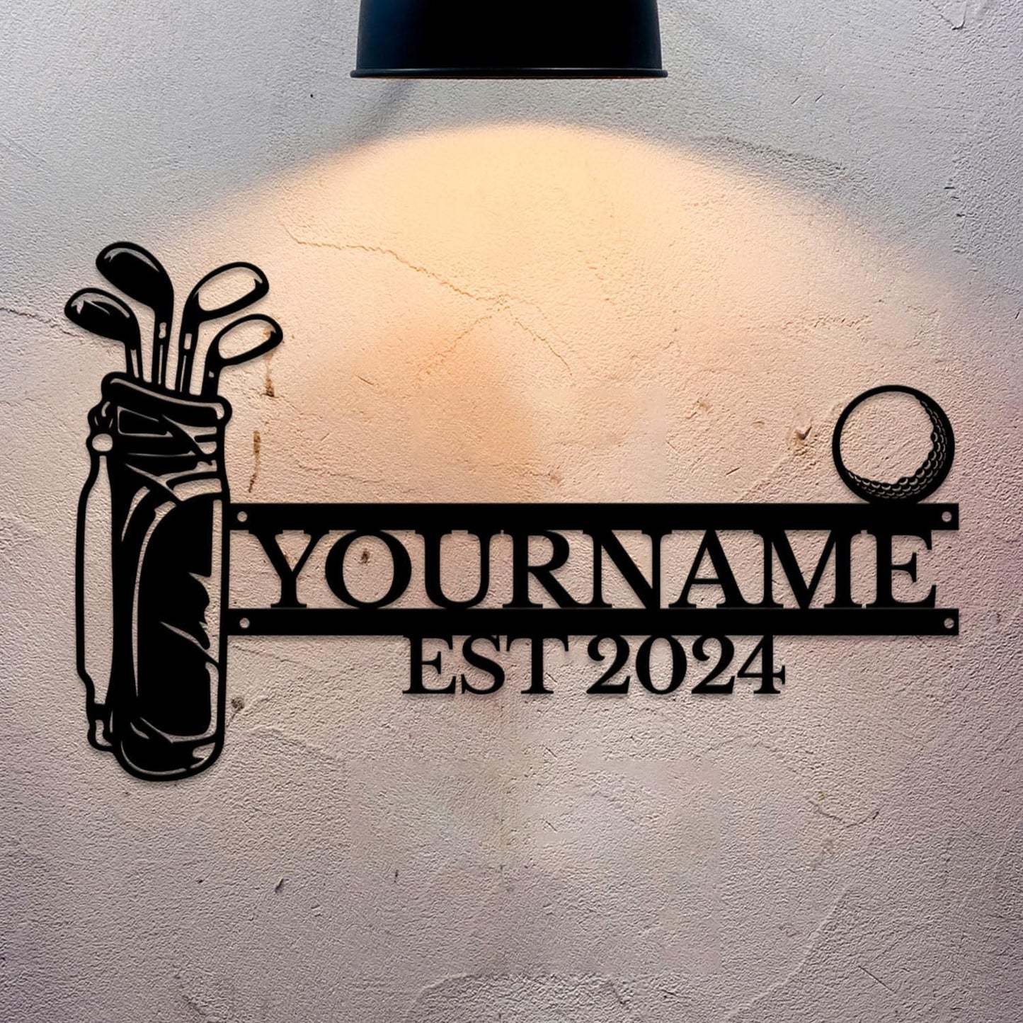 Golf Art Metal Signs,Custom Golf Metal Name Signs,Personalized Golf Signs,Black Golf Metal Wall Art Signs,Golfball Home Outdoor Metal Signs (Style H)