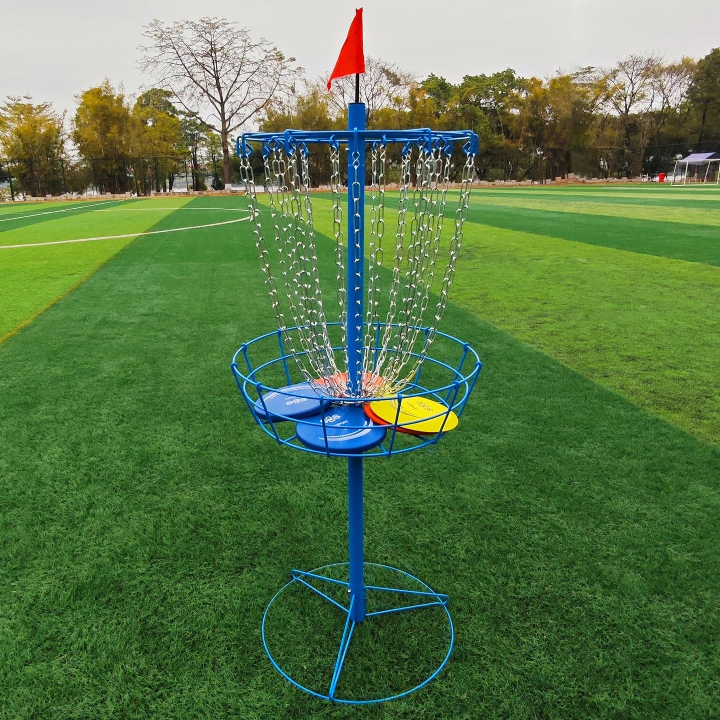 Disc Golf Basket - Portable Disc Golf Target with Heavy Duty 24-Chains Come with 6pcs Disc Golf Discs and Carry Bag, Ground Stake -Suitable for Players of All Levels - Multi Color Available