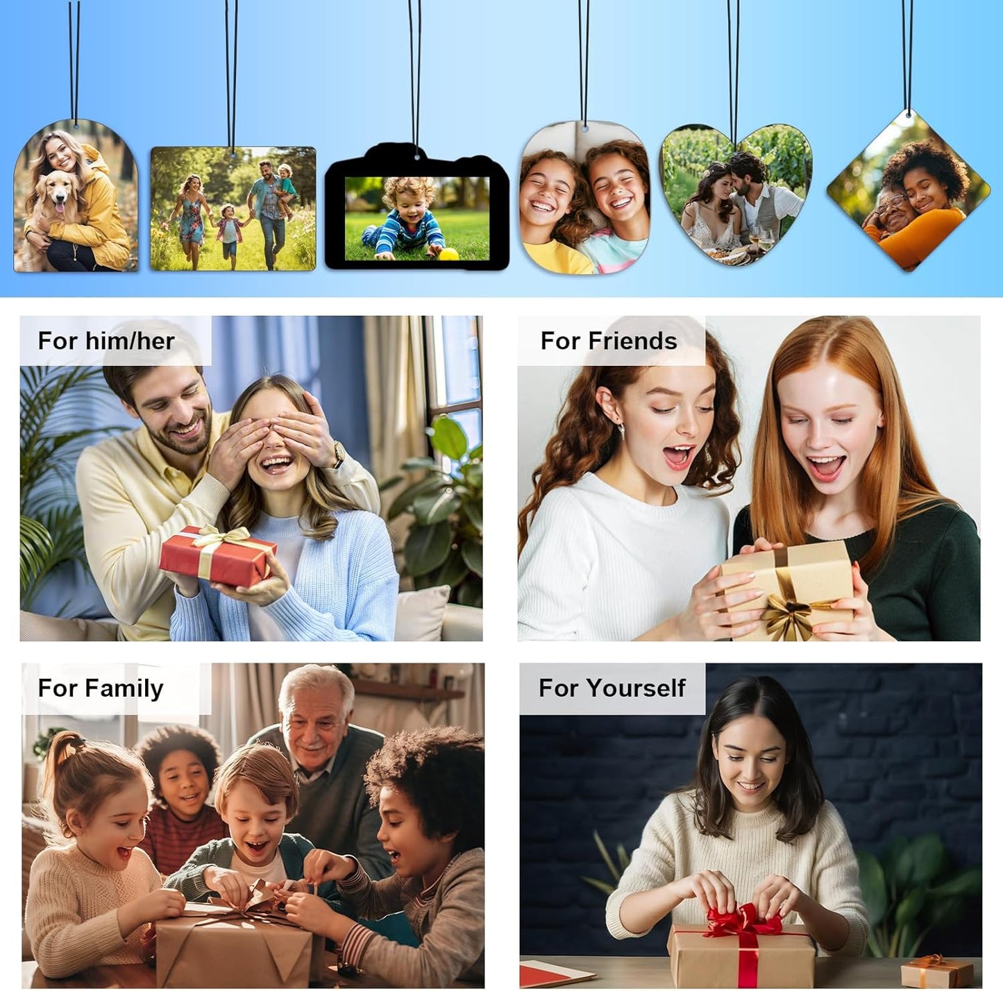 Custom Car Air Freshener with Picture - Personalized Double Sided Photo Air Fresheners for Car, Customized Air Freshener Gift for Men Women Bathroom Wardrobe Car (Horizontal square, Regular)