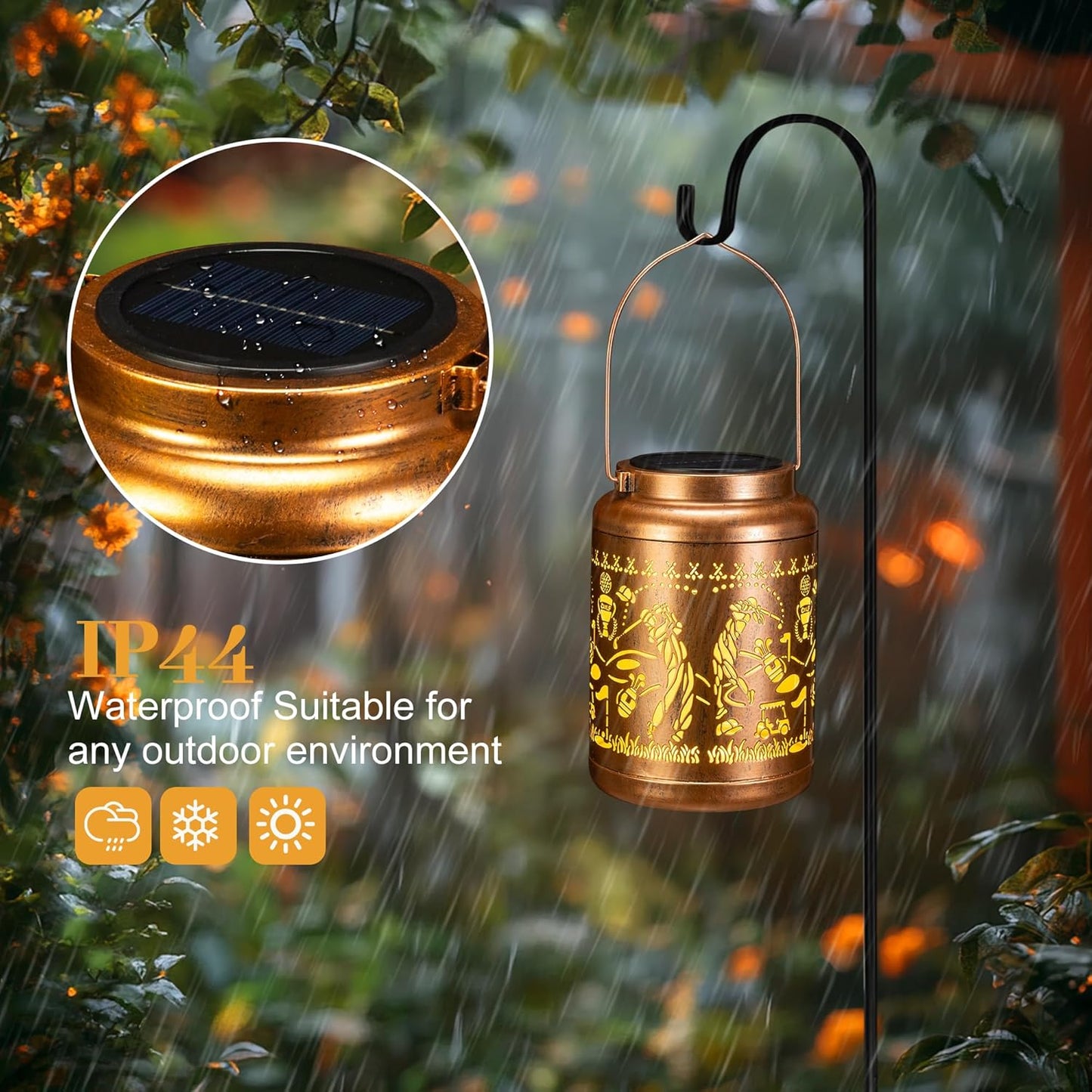Livinlarge Golf Solar Lanterns Outdoor Waterproof,Hanging Solar Lights,Birthday Gifts for Women,Men,Mom,Mothers Day Gifts,Garden Decor for Outside,Patio,Outdoor,Yard,Lawn,Balcony,Gifts for Golf Lovers