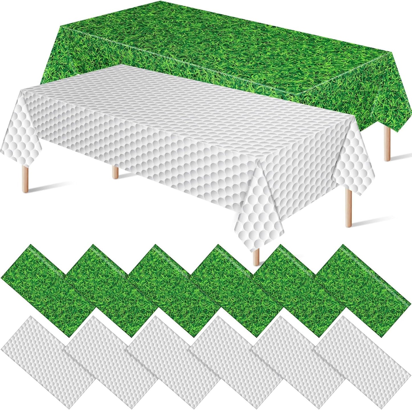 Mixweer 12 Pcs Golf Plastic Tablecloth 54 x 108 Inch Golf Party Disposable Table Cover Grass Pattern Party Supplies Plastic Sport Theme Table Cover Rectangle Grass Decoration for Stadium