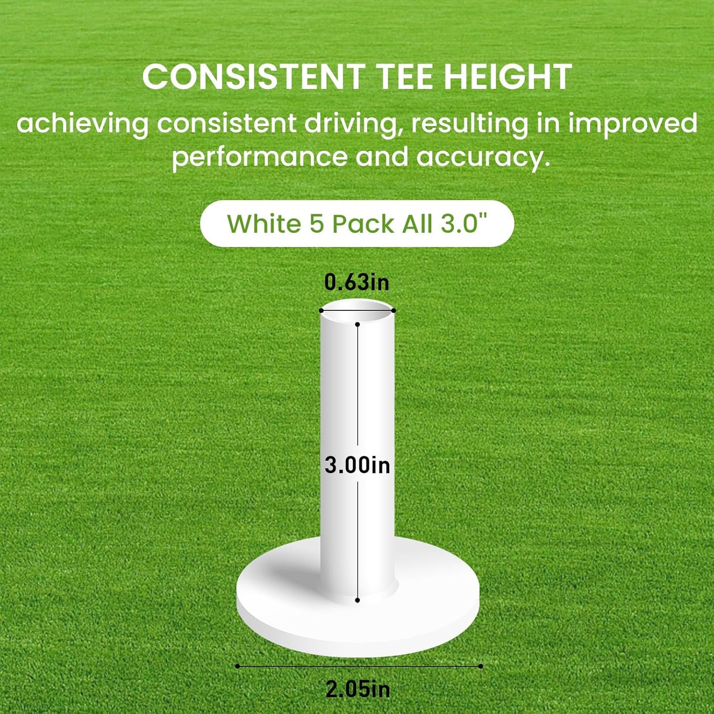 FINGER TEN Golf Rubber Tees Driving Range Value 5 Pack, Mixed Size or 5 Same Size for Practice Mat