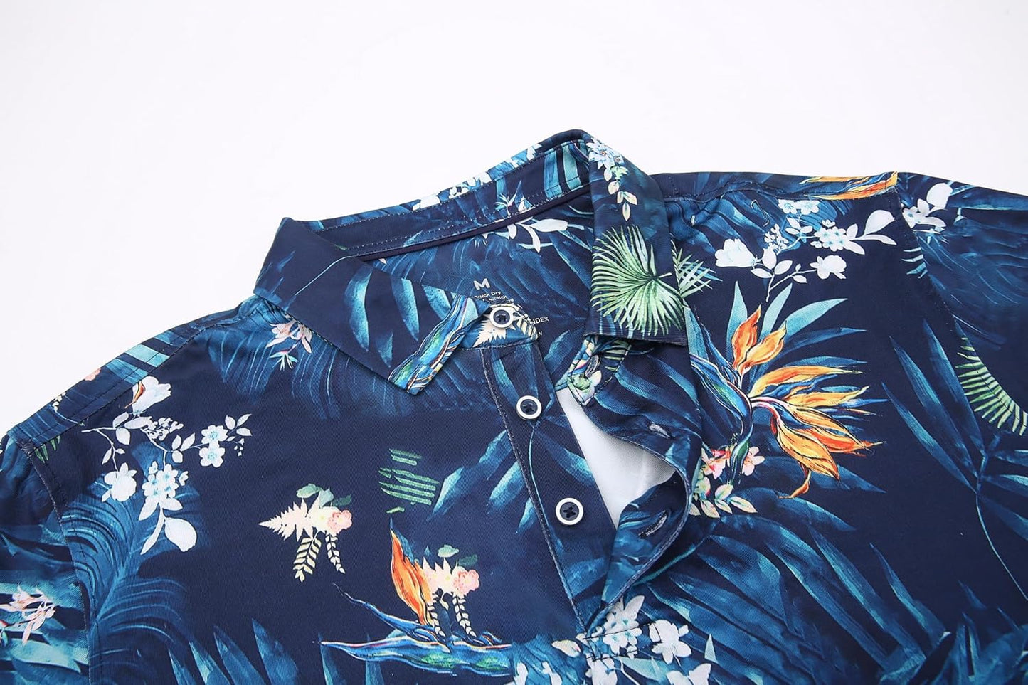 Alex Vando Mens Hawaiian Golf Shirt Moisture Wicking Digital Print Golf Shirts for Men