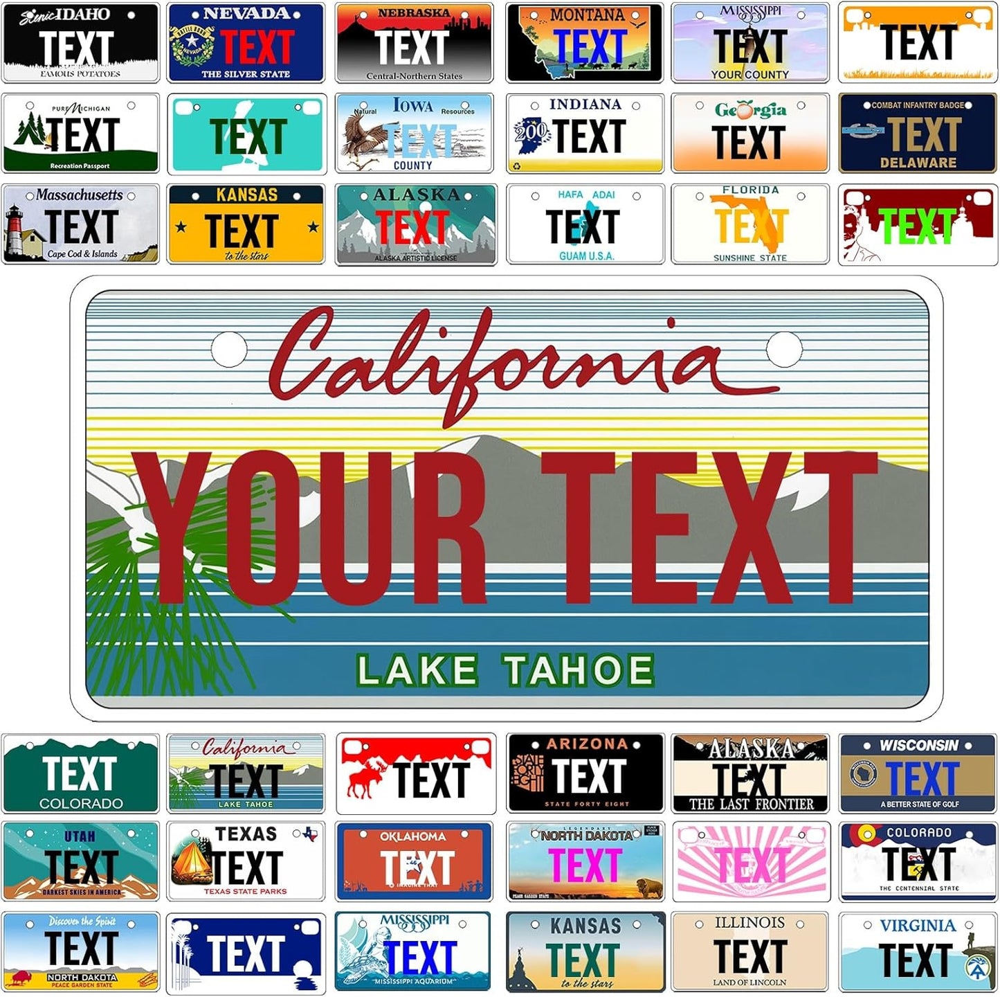 Custom Mini License Plate,Personalized California Bike License Plate - Select from All 50 States,3 Sizes - Customized Customizable State Car Tag Plates for Kids Bike, Bicycle,Toy Car,4x2 Inch