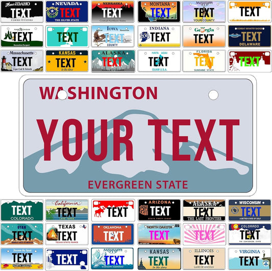 Custom Mini License Plate,Personalized Washington Bike License Plate - Select from All 50 States,3 Sizes - Customized Customizable State Car Tag Plates for Kids Bike, Bicycle,Toy Car,4x2 Inch