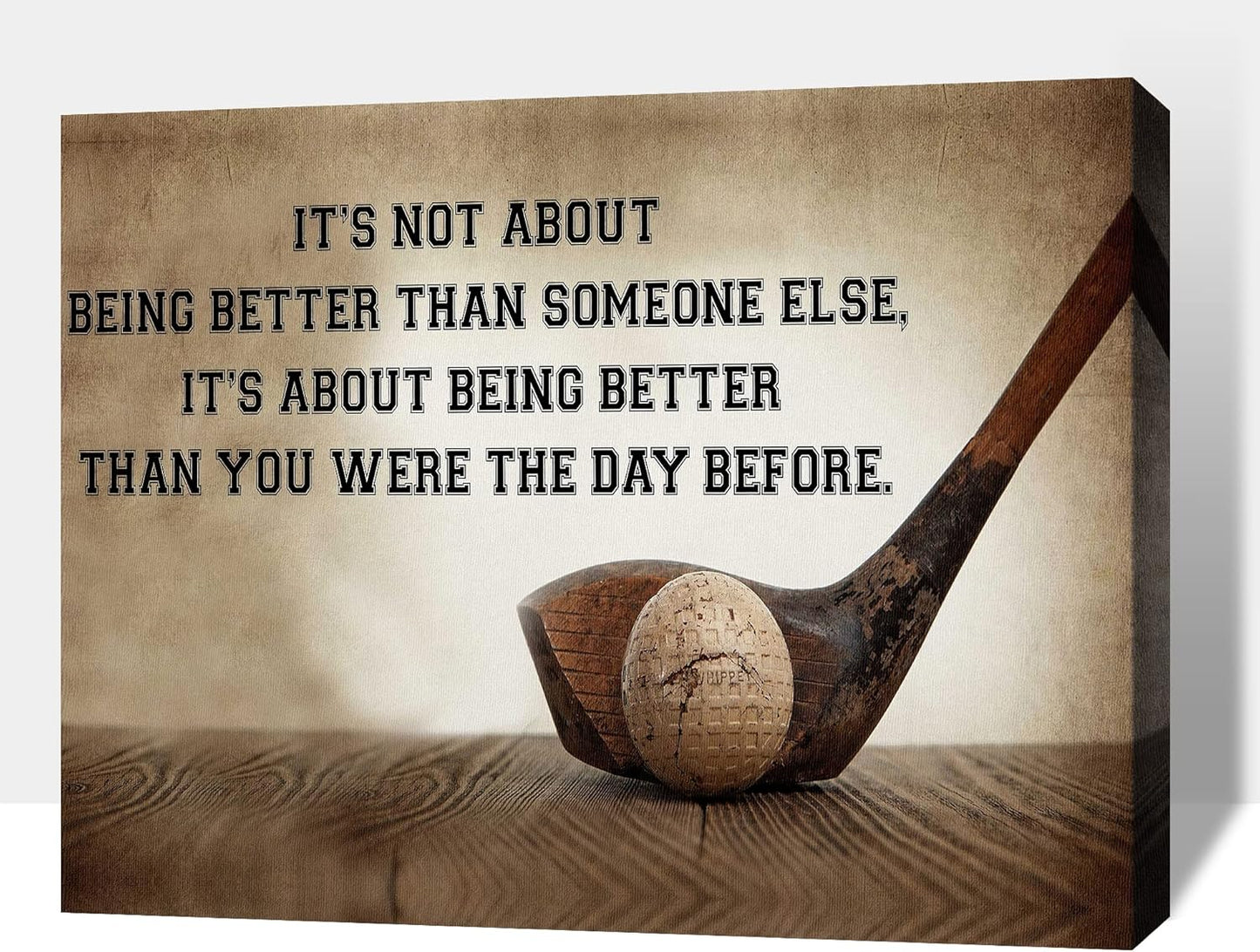 GUTTATY Golf Wall Art, Inspirational Quote Vintage Golf Pictures Posters Canvas Print Wall Decor for Golfer's Man Cave Home Ofice Ready to Hang (12x18 Inches)