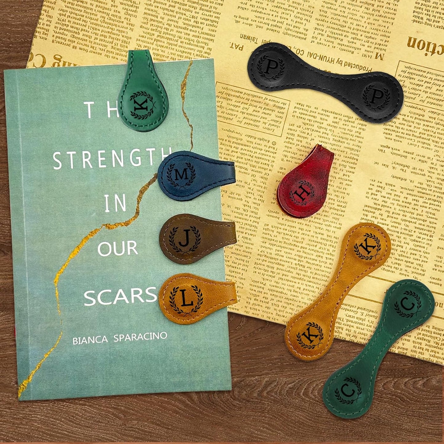Personalized Magnetic Leather Bookmark - 26 Letters Vintage Engraved Book Marks,Custom Bookmark with Initial,Bookmarks for Women,Reading,Book Lovers (Yellow, S)